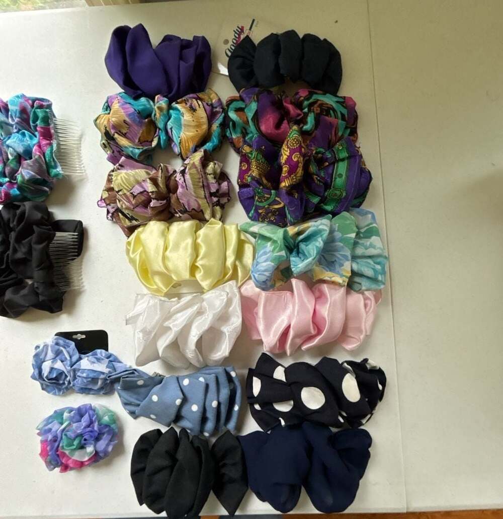 Assorted Vintage-Fabric Hair Barrettes and Combs Collection